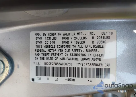2011 Honda Accord 2.4 Ex-L z USA, uszkodzony, nr VIN 1HGCP2F88BA000750